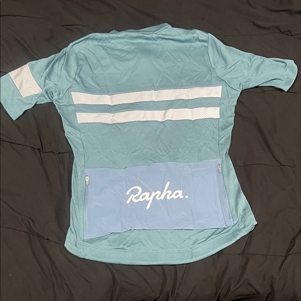 Rapha Light Teal Short Sleeve Cycling Jersey with Reflective Stripes - Picture 6 of 6